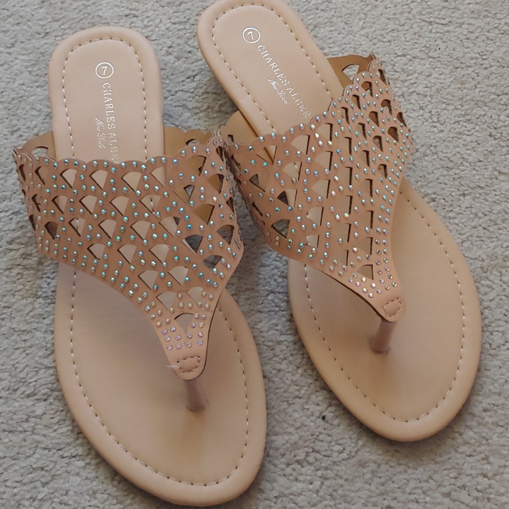 Charles Albert Leather Cutout Sandal